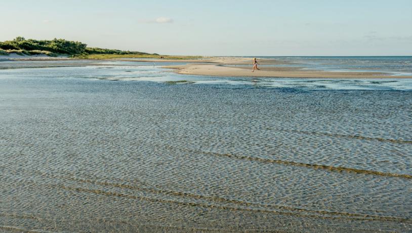 Barn som løper på stranden i Øster Hurup, Nord jylland