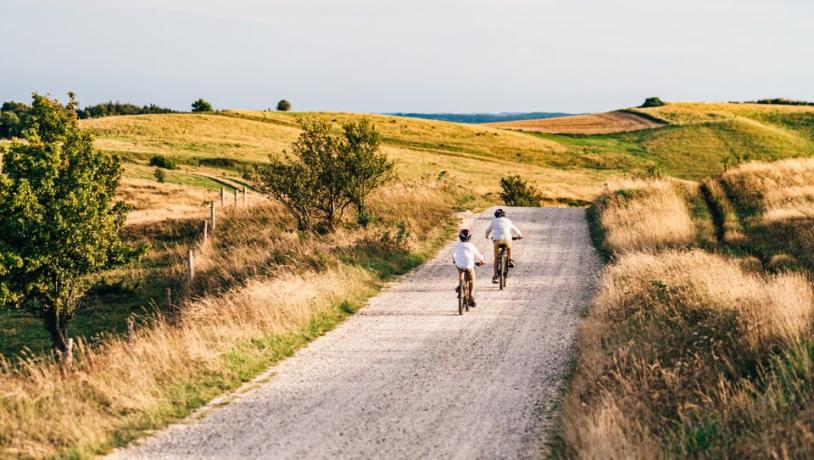 Kids biking in Mols Bjerge National Park, Djursland