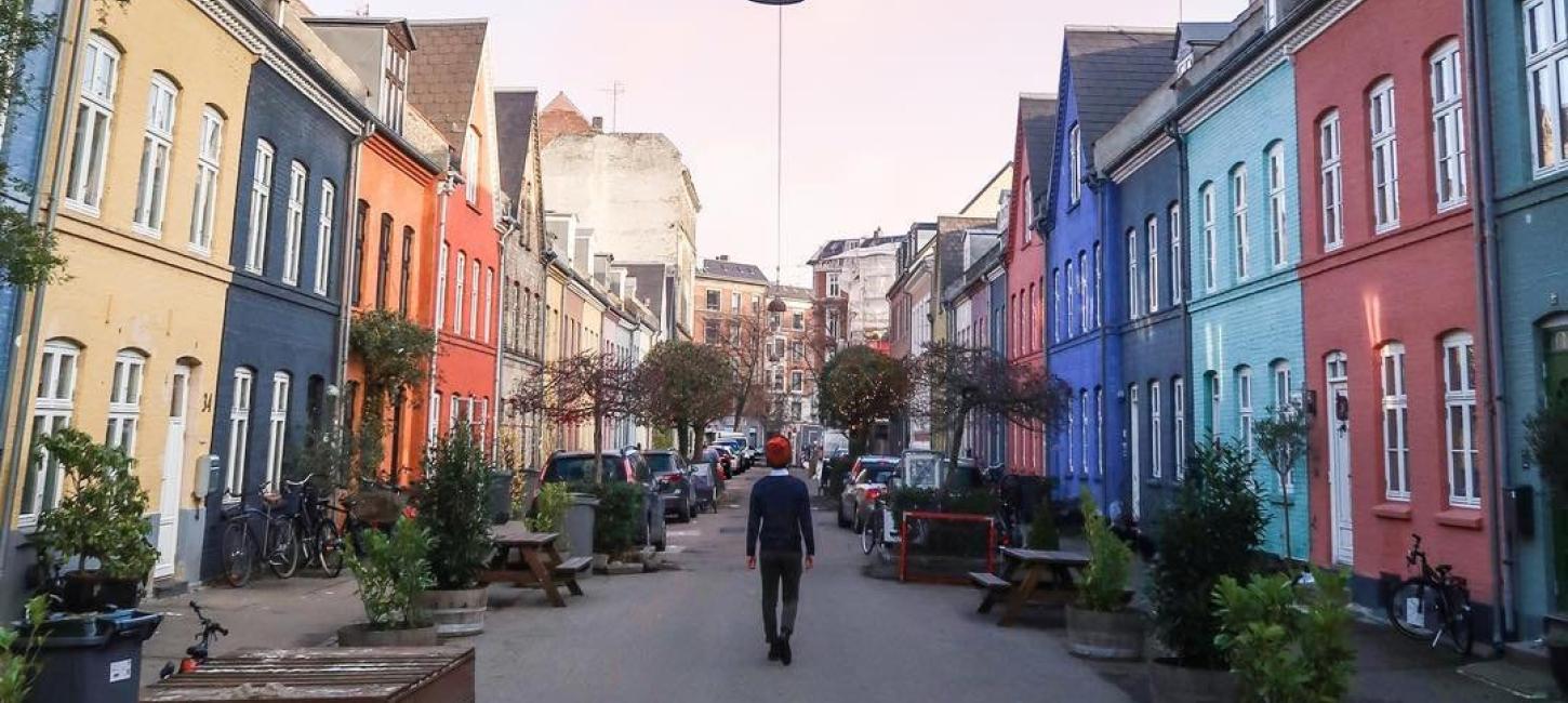 The vibrant street Olufsvej is located in the neighbourhood of Østerbro in Copenhagen.