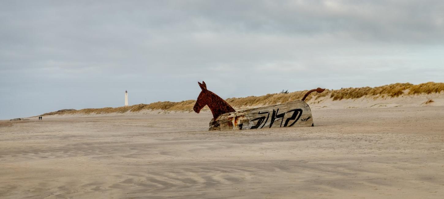 Muilezel bunker op het strand van Blåvand in Denemarken