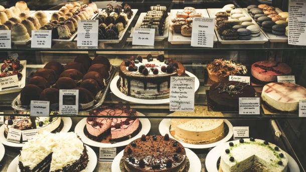 Kuchen in einer dänischen Bäckerei in Kopenhagen