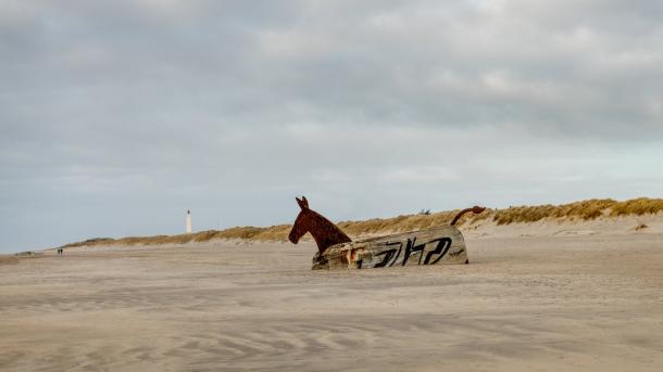 Muilezel bunker op het strand van Blåvand in Denemarken