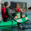 Two people on the Green Kayak