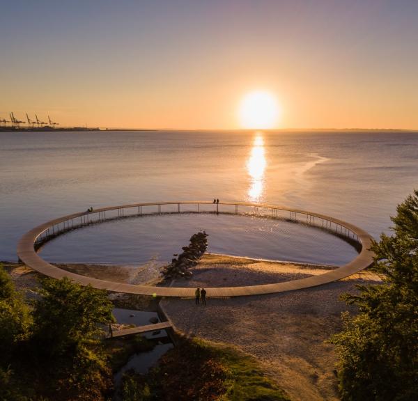 Sunrise at the Infinite Bridge outside Aarhus