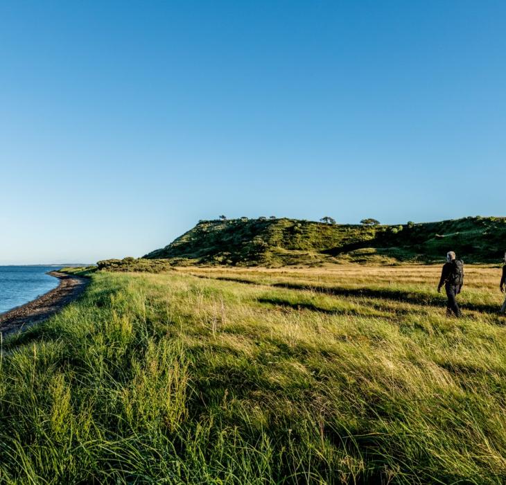 Hiking on island Mors in Limfjord, North Jutland in Denmark